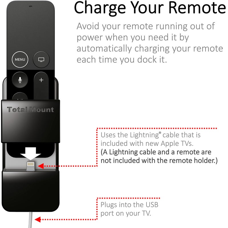 TotalMount Remote Holder for Apple TV (Safeguards Black Apple TV Remote Controls) - Image 4